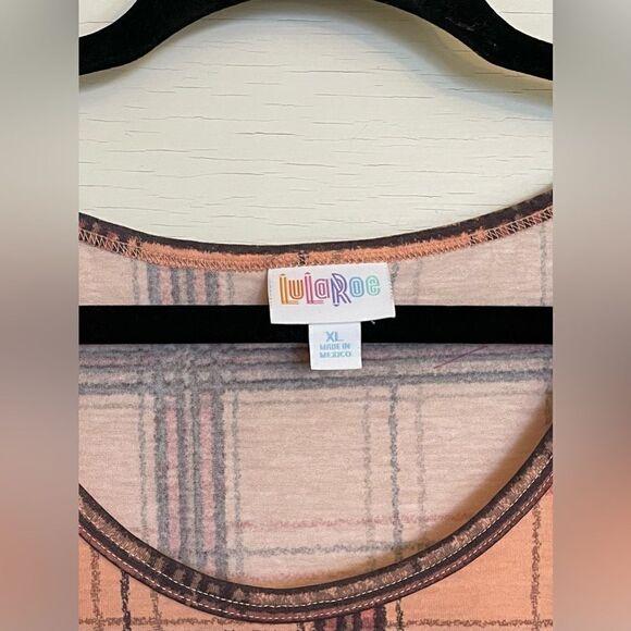 LuLaRoe XL Classic Tee • Windowpane Plaid •Polyester Jersey •High Round Neckline - Picture 10 of 14